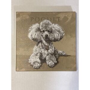 White Poodle 9"x 9"‎ Wrapped Canvas Wall Hanging/Shelf Sitter Made in USA